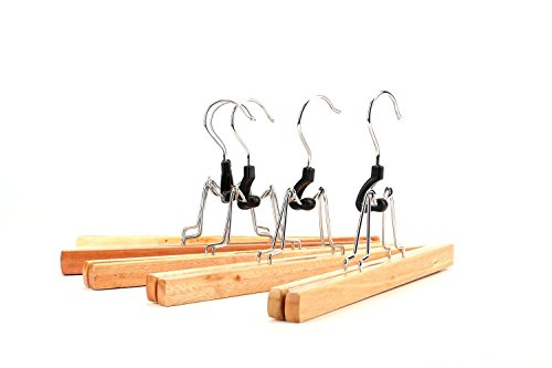 Tosnail Kleiderbügel aus Holz, Hosenbügel, 10 St. Hosenspanner, mit Filzeinlage, 30 cm lang, 16 mm hoch - 4