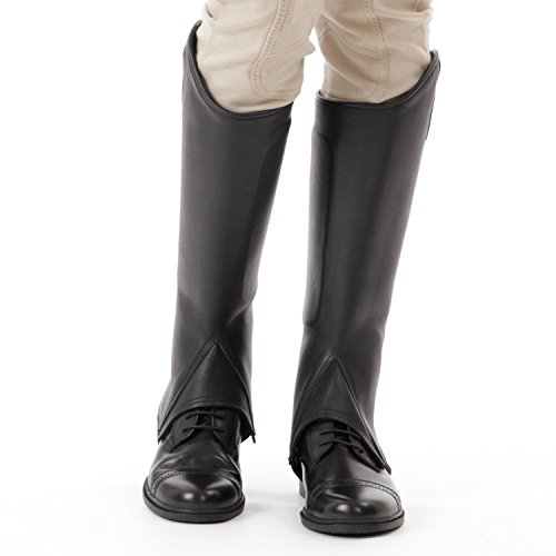 Shires-Elmswell-Leather-Gaiters-9625-Long-Black-Gaiters-12-Calf-x-13