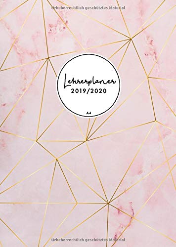 Lehrerplaner 2019/2020 A4: Schulplaner 2019 2020 Lehrer für die Unterrichtsvorbereitung - Planer ideal als Lehrer Geschenk für Lehrerinnen für das ... Marble Cover Design mit rose-gold Pattern
