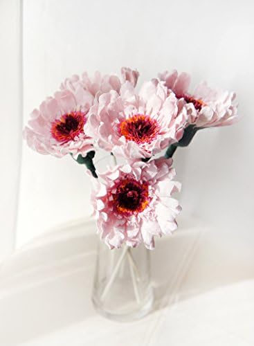 Plawanature Set of 5 Romantic Pink Daisy Mulberry Paper Flower with Reed Diffuser for Home Fragrance.