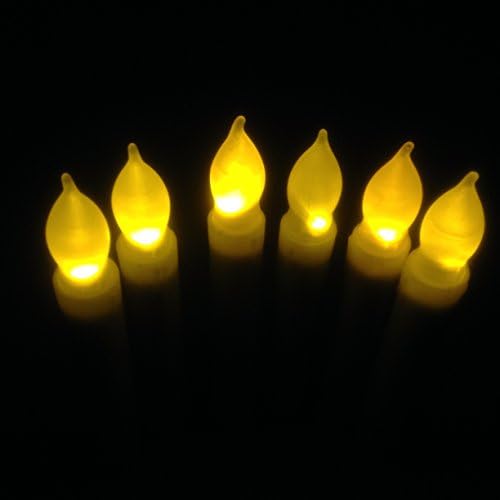 MuLucky Yellow Flicker LED Flameless Taper Candles Battery Operated Candles Lights For Wedding, Halloween,Dinner Restaurant (Batteries Not Included) (Set of 6, Big Candles)