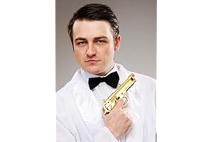 STRUTS Secret Agent Style Fancy Dress Gold Plastic Prop Gun
