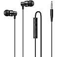 RIVERSONG Bass Pro Wired Earbuds in-Ear Headphones, Earphones with Microphone, with Anti-Tangle Cable, Metal Cavity Super Deep Bass, Compatible with iPhone, iPad, Laptop, MP3, & Android, Black