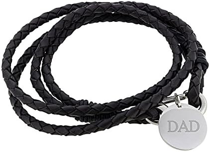 Fathers Day Gift 'DAD' Brown Leather Layered Bracelet Gift Boxed