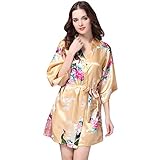 iHENGH Karnevalsaktion Weihnachten Damen Frauen gedruckt Nachtwäsche halbe Hülsen Nachtwäsche Satin Top Pyjama Bluse(S,Roségold)