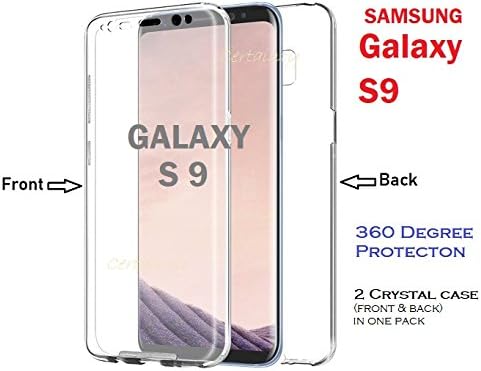 Certainty Crystal Clear Case - Transparent Gel TPU - 360 Degree Protection - Two Case[Front + Back] Slim-Fit Anti-Scratch - Supports Wireless Charging - [Samsung Galaxy S9]