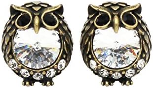 Ocean Fashion Mini cute owl crystal earrings (Vintage Gold)