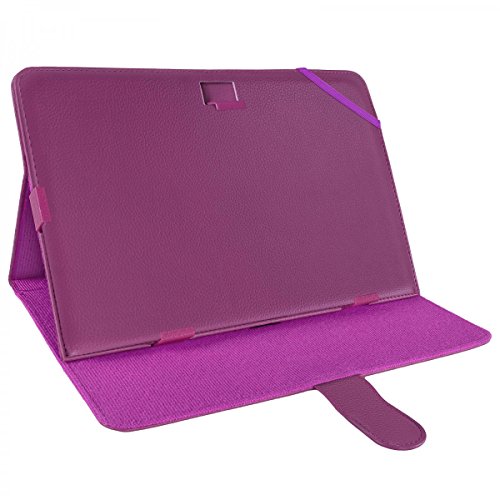 eFabrik Universal Tablet Halterung für 10 – 10.1 Zoll Tablet Tasche Hülle Schutztasche Schutzhülle Cover Case mit Aufstellfunktion Leder-Optik lila - 3