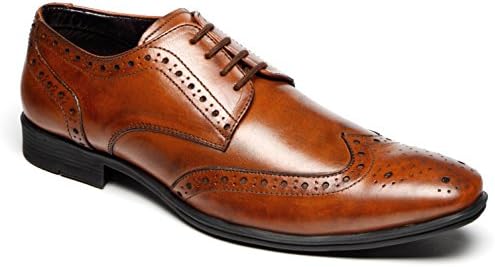 Mens Leather Wedding Smart Dress Lace Up Brogues Formal Tan Shoes Size 7-12-