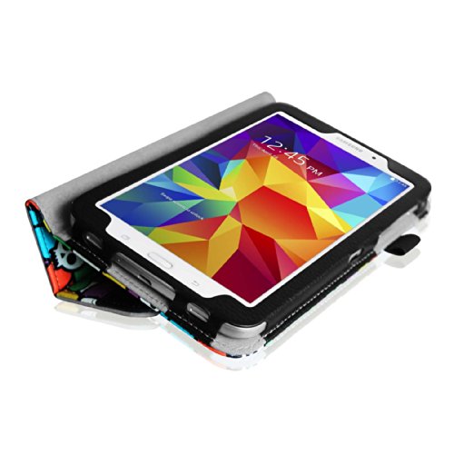 Fintie Samsung Galaxy Tab 4 7.0 Hülle Case – Slim Fit Folio Kunstleder Schutzhülle Cover Tasche mit Ständerfunktion für Samsung Galaxy Tab 4 7.0 T230 T235 (7 Zoll) Tablet, Totenkopf- und Blumenmuster - 8
