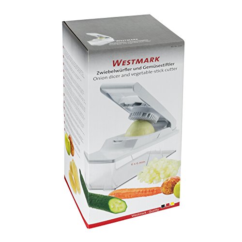 Westmark Zwiebel- und Gemüsewürfler mit Deckel und Auffangbehälter, Rostfreie Edelstahlklingen/Kunststoff, Weiß/Transparent, 11412260 - 4