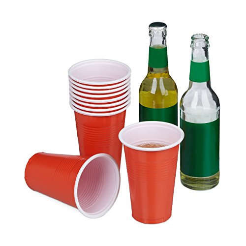 Relaxdays Beer Pong Getränkebecher im 50er Pack Party Cups für ca. 473 ml / 16 oz Flüssigkeit, rot - 2