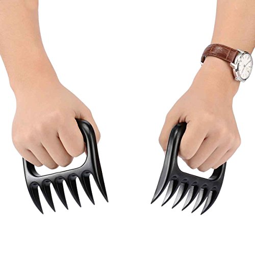 Belmalia 1 Paar Fleisch-Krallen ► Verstärkte Version ◄ Spitzen aus Kunststoff-Vollmaterial – Fleischgabeln Bärentatzen Grill BBQ Pulled Pork Schwarz - 4