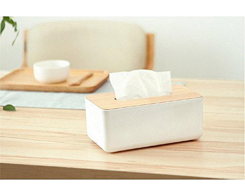 KAMIERFA Umweltfreundlich Plastik Kosmetiktücherbox Taschentuchspender mit Holzmaterial Abdeckung Typ 1 - 4