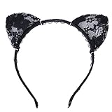 Tinksky Katzenohren Haarreif Fancy Dress Kostüm Stirnband Cosplay (Schwarz)