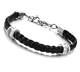 Lafeil Armketten Leder Armband Leder Männer Geflochten Edelstahl Herren Weiß Armband Geflochten Seil Armreifen Für Herren Punk Gothic