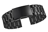 24mm High-End-schwarz 316L Edelstahl Uhrenarmbänder Bänder Satin mit geraden Enden poliert gebürstet
