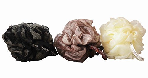 Hydrea London Bath Accessories Scrunchie Body Puff Black, Cream, Chocolate