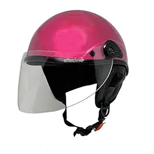 Anokhe Collections EDGE Scooty Helmets with Extended Face Protection Visor with helmet lock slot for Men, Women and Kids (Pink, Medium)