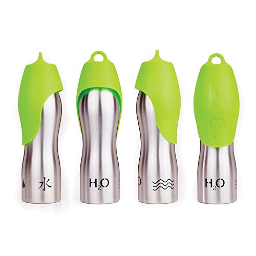 H2O4K9-Stainless-Steel-Dog-Water-Bottle-and-Travel-Bowl-Large-700-ml-Lime-Green