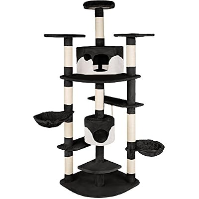 TecTake Arbre à Chat Griffoir Fippi 201 cm - diverses couleurs au choix - (noir-blanc | no. 402185)