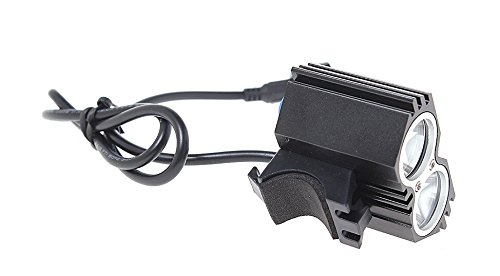 WEWOM X2 High-Tec LED Fahrradbeleuchtung CREE XM-L mit 2400lm inkl. 4800mAh Akkupack und Lagegeräte (Schwarz) - 3