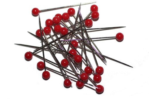 dalipo 31001 - Buntkopfstecknadeln, 100 Stück, rot