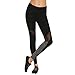 Produktbild Elecenty Yoga Hose Dünne Lange Leggings Damen,Frauen Reizvolle Hüfthosen Trainingshose Jogginghose Activewear Patchwork Mesh Perspektive Hosen Hohe Taille Fitnesshose Leggins Stretchhose (M, Schwarz)