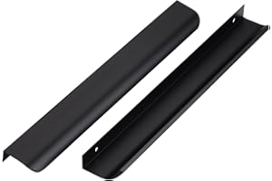 Ndjiloik 10 Stück Versteckter Türgriff Schrankgriffe Möbelgriffe Aluminiumlegierung für Kleiderschrank Tür Schubladen, Schwarz,Gesamtlänge 300MM