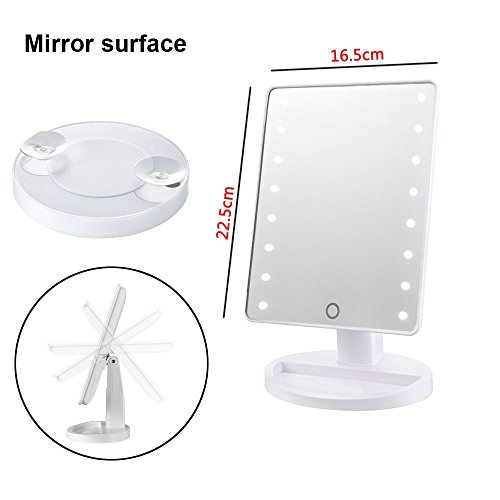 MILKIRAY 16 LED 180° Kosmetikspiegel Led Beleuchtung mit 10 Fach Vergrößerung Touch Switch Make-up Spiegel Tischspiegel Standspiegel - 2