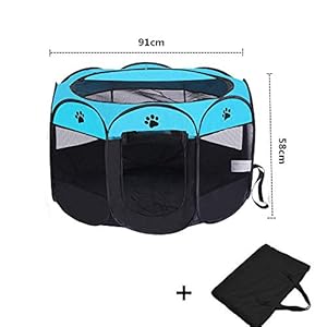 Wiiguda@Gran Parque para Animales para Dentro o afuera, Parque Mascota de Juego Entrenamiento Dormitorio, Parque para Cachorros recinto Parque para Animales Perros Gatos, Azul tamaño L: 91X91X58cm.