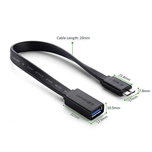 UGREEN Micro USB 3.0 OTG Flach Kabel für Samsung Galaxy Note 3, S5 3.0 Version, Nokia Lumia 2520, Samsung Galaxy Note Pro 12.2 , Tab Pro 12.2 (Flach Schwarz) - 5