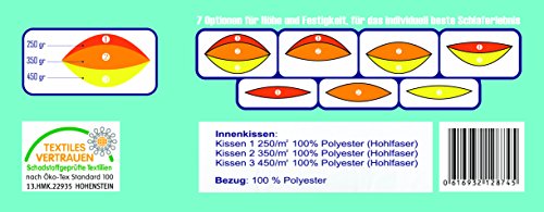 Perfect Pillow -individuell anpassbares Kopfkissen- 7 Optionen für Höhe und Festigkeit (40 x 80 cm) SOMMERAKTION JETZT REDUZIERT FÜR KURZE ZEIT - 4