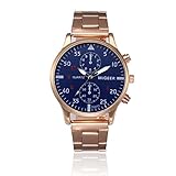 Uhren Herren Wasserdicht Sport Kristall Edelstahl Analog Quarz Armband Männer Edelstahl Business Fashion Armbanduhr Mann Runde Uhr (Gold #)