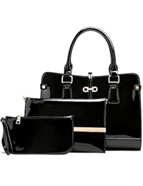 Tisdaini 2018 neue Mode Frauen Handtasche Lackleder dreiteilige Handtasche Schultertasche + Umhängetasche + Brieftasche