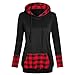Produktbild Hanomes Damen pullover, Damen Kapuzen Plaid mit Diagonal Kragen V-Neck Shirt und Top Bluse