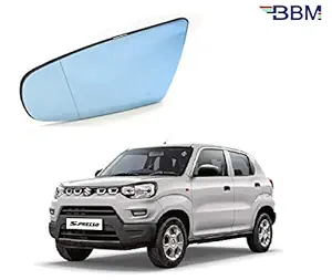 BBM Car Side View Mirror Convex Glass Compatible with Maruti Suzuki S-presso year 2017 2018 2019 2020 [Left passenger side sub mirror plate]