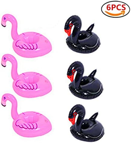Cooliya 6 PCS Inflatable Unicorn Flamingo Drink Holder Beach Cup Holders Water Floats Coasters for Pool Party (C)