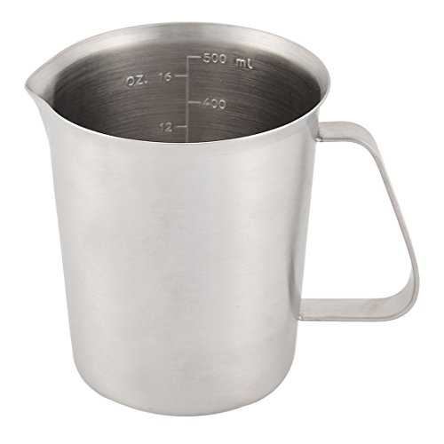 Preisvergleich Produktbild sourcingmap® Edelstahl Mess Skala Wasser Öl Milch Messbecher Silber 500ml