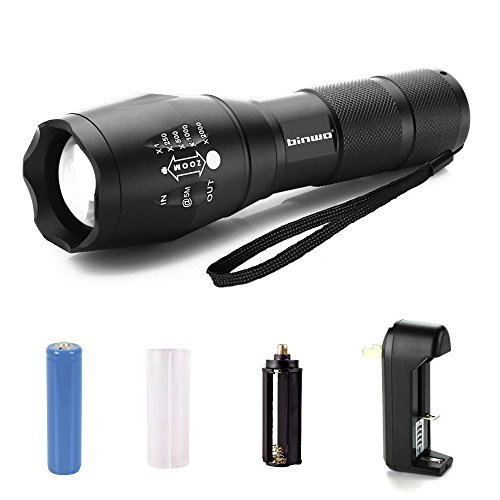 Binwo Superhelle CREE LED Taschenlampe 2000 lumen, inklusive Wiederaufladbare Batterie Und Ladegerät, Mit einstellbarem Fokus