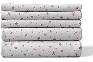 Melunda lange bébé en mousseline de coton - lot de 5-80x80 cm - Rose Stars - certifié Oeko-Tex - Hypoallergénique sans produits chimiques, lavable à 95° C