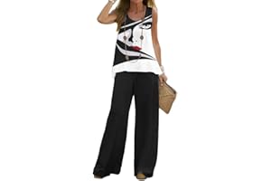 shownicer Conjuntos Deportivos para Mujer 2 Piezas Conjuntos de Chándales Casual Camiseta Mujer Sin Mangas y Pantalón para Primavera Verano