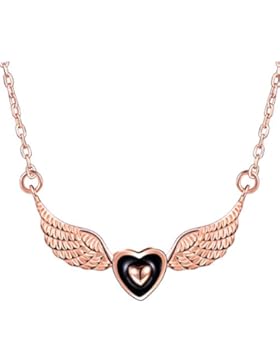 SIXLUO 925 Sterling Silber Herzen Engelsflügel Anhänger Damen Kette Verstellbare Halskette, Beste Geschenkidee...