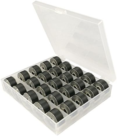Simthreads 60WT (75D/2) Embroidery Prewound Bobbins Thread, Type A, 25pcs/box (Black)