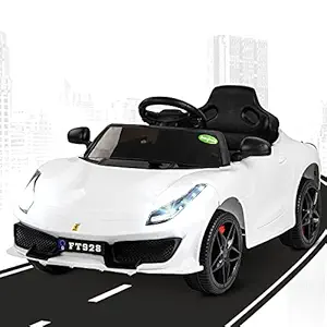 GoodLuck Baybee Electric Ride on Car for Kids with Rechargeable Battery,Music,Lights Baby Toy Car with R/C Jeep Racing Car| Battery Operated Ride on Motor Car for Kids (Ferra White)