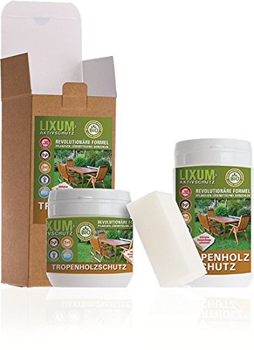LIXUM Tropenholz HOLZSCHUTZ BIO (farblos) 335 ml = 10m² - natürlicher Langzeitschutz für Holz, hält bis zu 10 Jahre bei nur einem Anstrich. Integrierter UV-Schutz, ohne Weichmacher