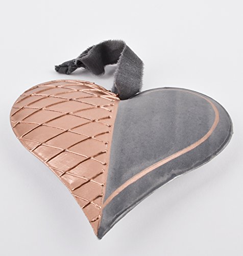 Herz Vintage Design Deko Anhänger Metall grau kupfer (13x13cm) - 2