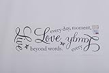 Hanmero Wandwelt Love every moment Laugh every day Live beyond words 0.00 cm mit 2 x Spruch Aufkleber butterfly wall für home-office, Kinderzimmer, Wandtattoo, corp Türfototapeten Fototapete Tapete Geburtstag für Jungen und Mädchen(70 cm x 50 cm, bk) - 3
