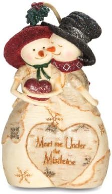 Pavilion Gift CompanyThe Birchhearts 81100 Snowman Figurine, Mistletoe Kiss, 4-1/2-Inch