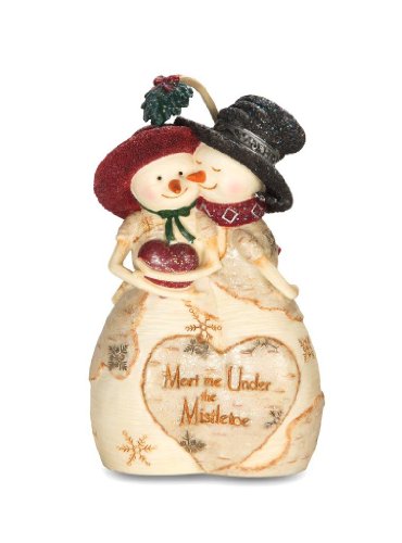 Pavilion Gift CompanyThe Birchhearts 81100 Snowman Figurine, Mistletoe Kiss, 4-1/2-Inch